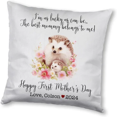 Vista 7 de Hedgehogs Mothers Day, First Mother's Day Custom Pillowcase, Personalized Mother's Day Pillowcase, Gift for Mom, Home Decor