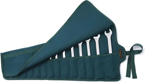 Vista 8 de Bolsa de herramientas, juego de llaves de lona encerada duradera, bolsas enrollables multiusos con correa (26.5 x 12.5 pulgadas, negro)