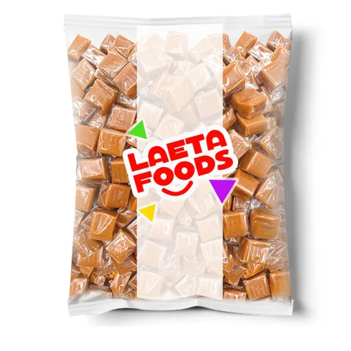 Vista 3 de Caramel Cubes Candy Bolsa de 1 libra - Aprox. 65 unidades Delicioso caramelo masticable clásico, envuelto individualmente Sabor a vainilla