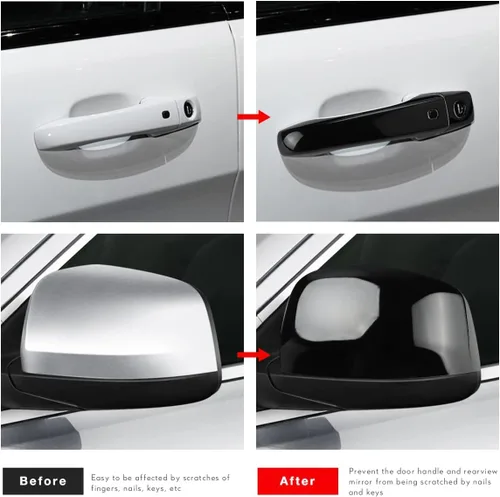 Vista 2 de Fundas para manija de puerta exterior de automóvil, cubierta de espejo retrovisor compatible con Grand Cherokee 2011-2021, accesorios para Durango