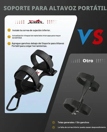 Vista 3 de Xislet Speaker Holder for Bike with Carabiner Fits JBL Anker for UTV ATV Ajustable soporte de altavoz para carrito de golf, compatible con JBL