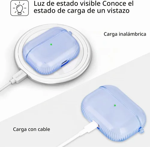 Vista 5 de KOREDA Funda Protectora Compatible con AirPods Pro y AirPods Pro 2 Estuche, Funda Protectora Completa Suave y Transparente a Prueba de Golpes
