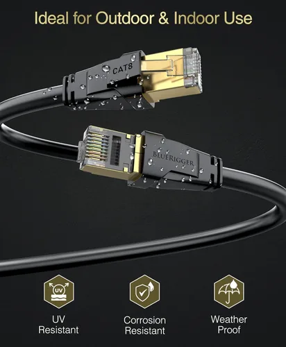 Vista 2 de BlueRigger Cable Ethernet CAT 8 para exteriores, 25 pies