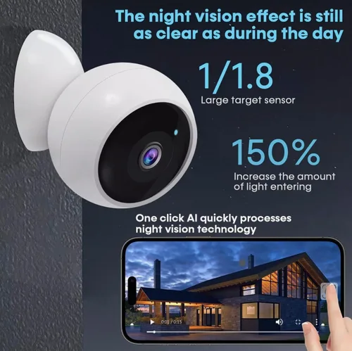 Vista 4 de VicoHome CG9 - Cámara inalámbrica para exteriores - Cámara de seguridad WiFi HD 2K, audio de 2 vías, visión nocturna a color, alimentada por