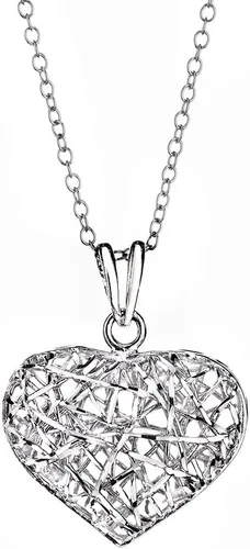 Vista 4 de G&H - Juego de aretes colgantes y colgantes de plata de ley con forma de corazón de filigrana, Metal