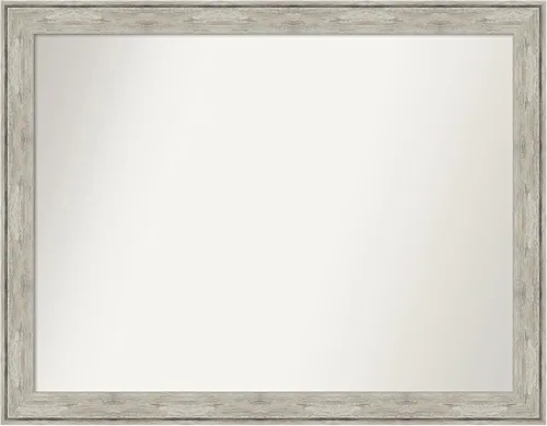 Vista 15 de Amanti Art Espejo de baño plateado para sobre el fregadero, 28 x 37 pulgadas, elegante espejo rectangular de peltre cepillado, marco de madera