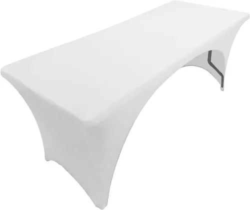 Vista 13 de Mantel de elastano color burdeos de 6 pies para mesa plegable rectangular ajustable