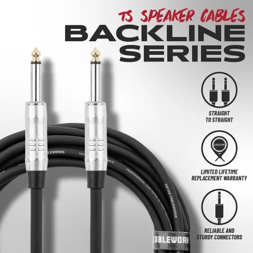 Vista 5 de Cableworks Por Gator Cases Backline Series Cable de altavoz TS estándar de 10 pies (GCWB-SPK-10)