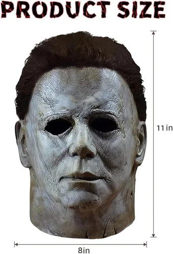 Vista 2 de Máscara de Michael Myers, máscara de Halloween para fiesta de disfraces, disfraz de Michael Myers