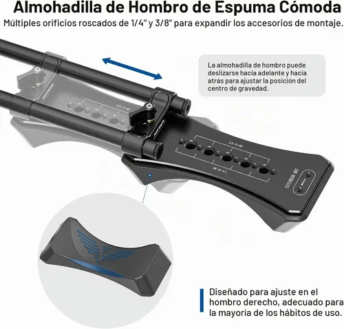 Vista 6 de NEEWER SR004 - Kit universal de aparejo de hombro de 16 pulgadas/40 cm Sistema de soporte estabilizador de cámara para videocámara DSLR