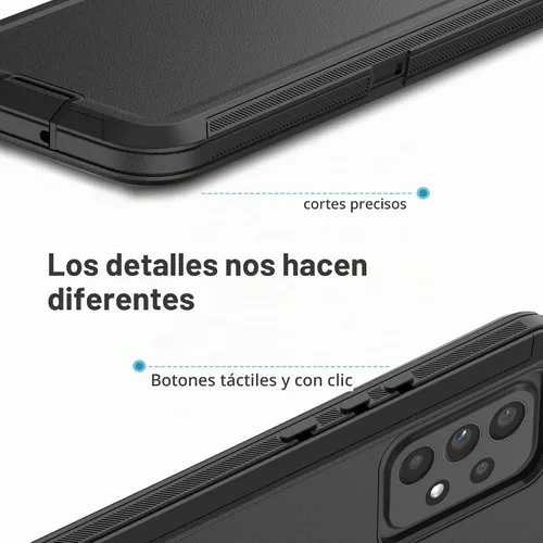 Vista 4 de Funda protectora resistente para Galaxy A53 5G, funda protectora resistente con [3 en 1] Cubierta de protección a prueba de golpes de goma Negro