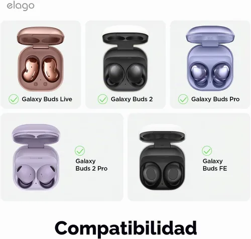 Vista 2 de elago Funda transparente compatible con Samsung Galaxy Buds FE (2023), material de TPU de alta calidad, recortes precisos, protección contra caídas