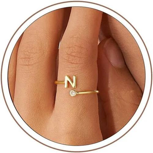 Vista 10 de Anillos Turandoss para Mujeres y Niñas - Delicados anillos ajustables chapados en oro de 14K sin decoloración para mujeres y adolescentes, anillos