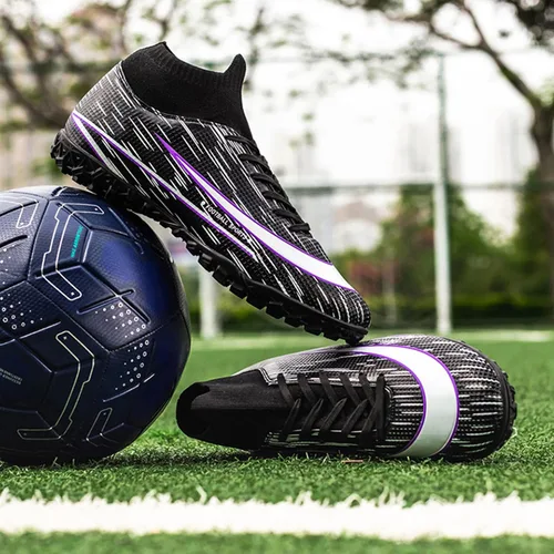 Vista 8 de UYO Tacos de fútbol para hombre, zapatos de fútbol AGFG High-Tops con cordones antideslizantes