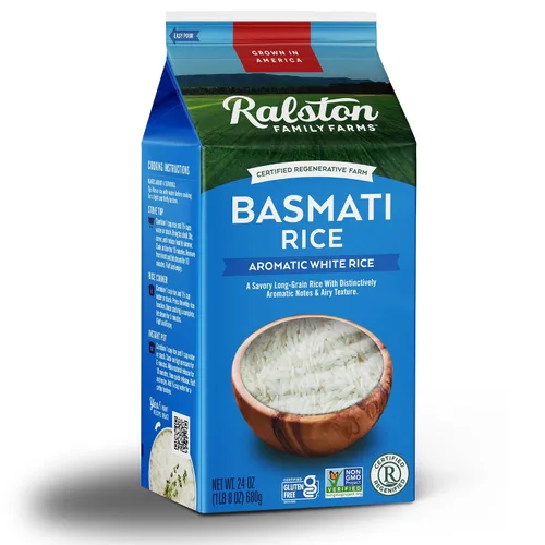 Vista 2 de Ralston Family Farms Arroz Basmati, caja de 24 onzas: 6 unidades, cultivado en Estados Unidos, sin OMG, naturalmente sin gluten