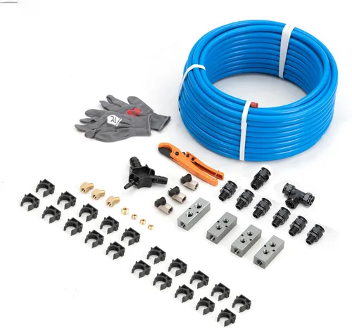 Vista 9 de Kit de Accesorios para Compresor de Aire 1/2" x 100 pies Sistema de Tuberías de Aire Comprimido de Aluminio HDPE Manguera Negra de Compresor de Aire