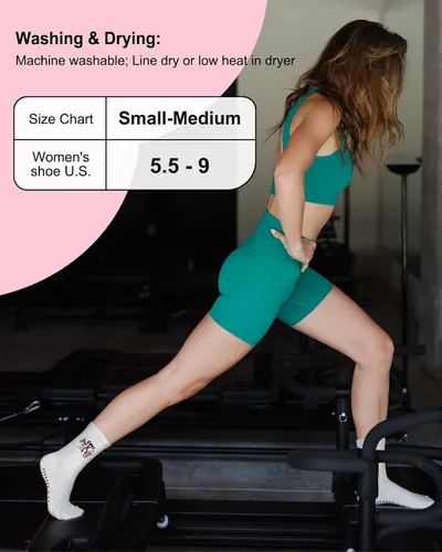 Vista 5 de Calcetines para Pilates para Mujeres, Lindas Calcetines de Agarre Antideslizantes de Manga Corta para Yoga, Barre, Hospital, Entrenamiento Descalzo
