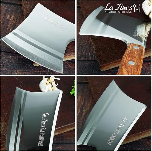 Vista 5 de LA TIM'S Cuchillo de carnicero para carne de 2 libras, cuchillo resistente con acero de alto carbono forjado a mano, cuchillo de carnicero