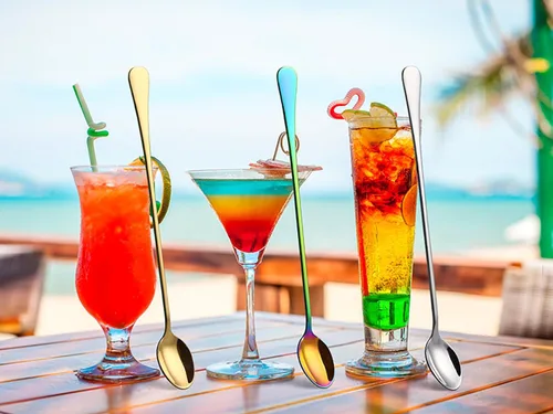 Vista 8 de Long Handle Iced Tea Spoons, 7.9" 18/10 Stainless Steel Cocktail Stirring Spoons with Thickened Ergonomic Handle, Tall Coffee & Latte Stirrers