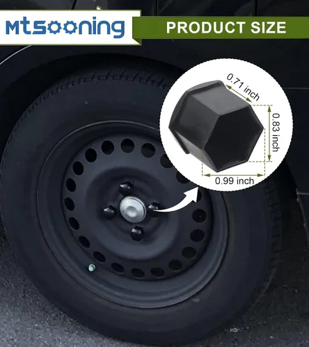 Vista 2 de 21 tapones para tuercas de rueda de automóvil, cubiertas universales de 0.83 pulgadas, protector de cabeza de perno de cubo automático con clip