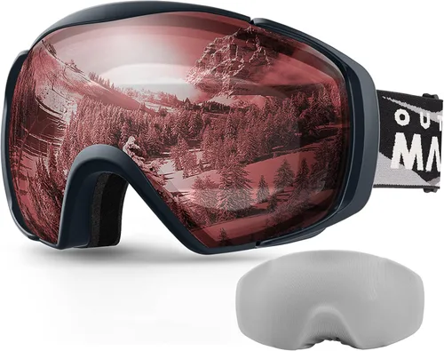 Vista 20 de OutdoorMaster - Gafas de esquí con cubierta, antivaho OTG para nieve/snowboard La cubierta integrada ayuda a proteger la lente, con ajuste OTG