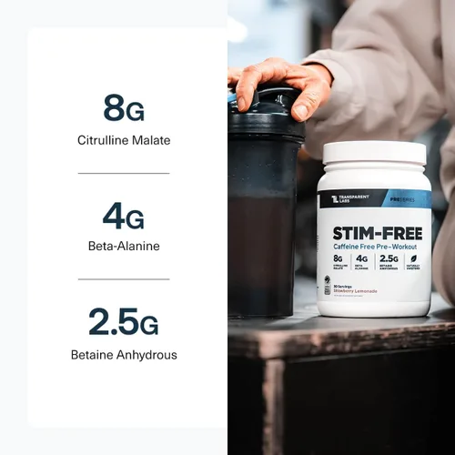Vista 5 de Transparent Labs Pre-entreno Sin Estimulantes – Polvo de Pre-entreno Sin Cafeína y Sin Estimulantes para Hombres y Mujeres con Polvo de Beta