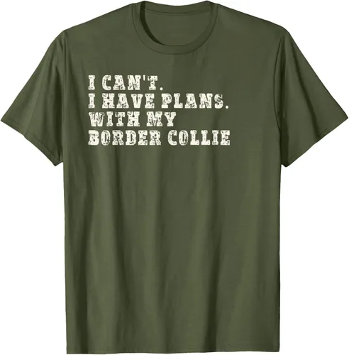 Vista 6 de Camiseta divertida con texto en inglés "I Can't I Have Plans With My Border Collie", Negro