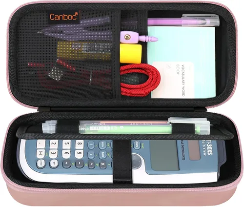 Vista 10 de Canboc Funda de transporte para calculadora científica Texas Instruments TI-30XS/TI-36X Pro MultiView, bolsa de malla para cable, baterías, Negro