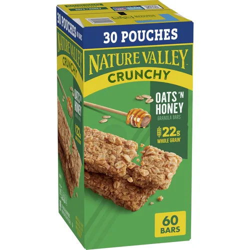Vista 10 de Nature Valley Barras de granola crujientes, avena y miel, 12 unidades, 8.94 oz (6 bolsas) Avena integral con miel real, 0.78 oz de grano entero