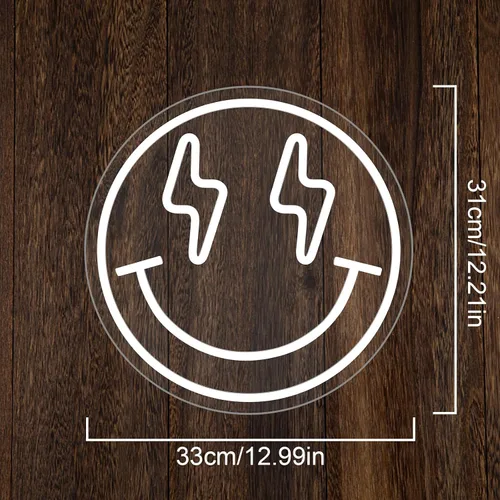 Vista 4 de Letrero de neón Lightning Eyes Smile – 13"x12.2" luz LED de pared con brillo regulable de 5 niveles – decoración de habitación divertida
