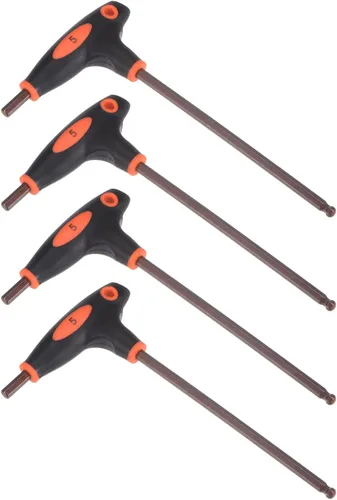 Vista 8 de uxcell Llave hexagonal de extremo de bola de 0.079 in, llave inglesa con mango en T, acero métrico S2 4 piezas