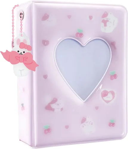 Vista 10 de Carpeta para tarjetas fotográficas Kpop de 3 pulgadas, bonito álbum de fotos, portátil, álbum de tarjetas de fotos Kpop con bonito colgante