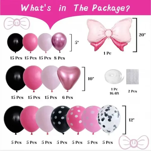 Vista 10 de Kit de arco de guirnalda de globos de ratón rosa, globos rosa y negro con globos de papel de aluminio, decoraciones de fiesta de cumpleaños