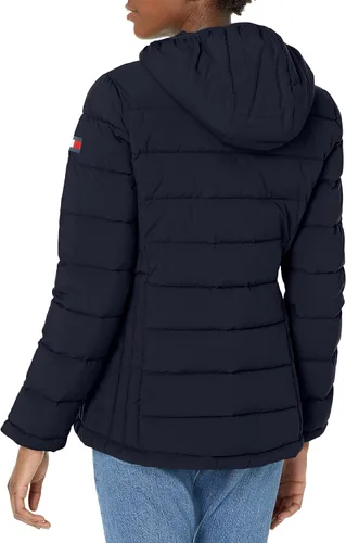 Vista 2 de Tommy Hilfiger Women's Puffer Lightweight Hooded Jacket with Drawstring Packing Bag