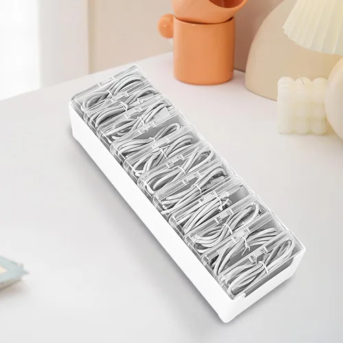 Vista 7 de Caja de almacenamiento organizadora de cables con 3 contenedores pequeños, caja de gestión de cables de escritorio para cables de alimentación