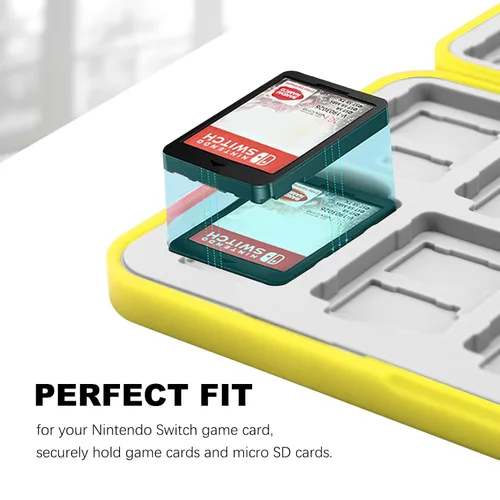 Vista 4 de FYY Nintendo Switch Game Case - Yellow Nintendo Switch Game Holder for Nintendo Switch Cartridge Case with 24 Game Card Slots & 48 Micro SD Card