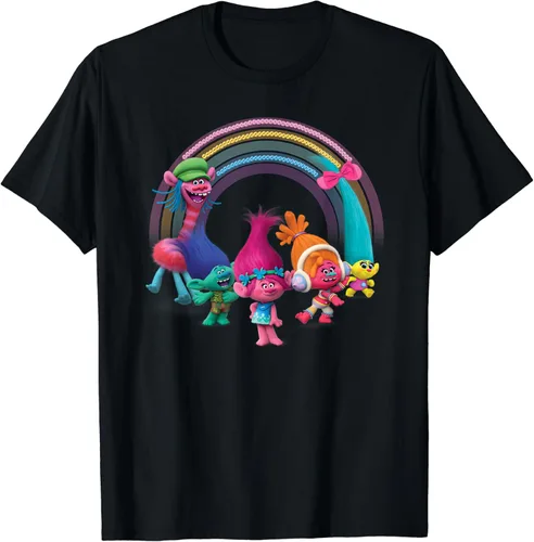 Vista 2 de Camiseta DreamWorks Trolls Rainbow Party, Negro, S