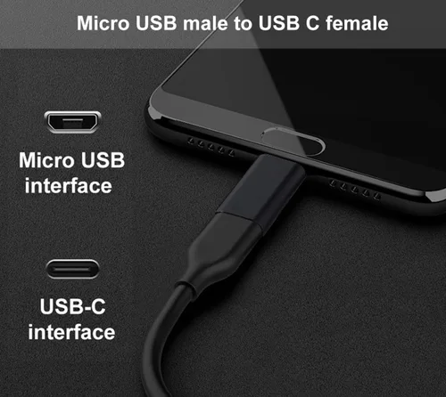 Vista 6 de Adaptador USB C a Micro USB, paquete de 2, adaptador micro USB (macho) a USB C (hembra) compatible con Samsung Galaxy S7/S6/S5/S4/S3, Note 5/4/3