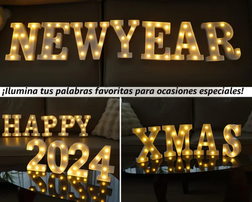 Vista 7 de Letras Iluminadas, Luces de Letras LED 26 del Alfabeto, Letra Iluminada Decorativa, Letras de Marquesina LED que Funcionan con Pilas para Fiesta