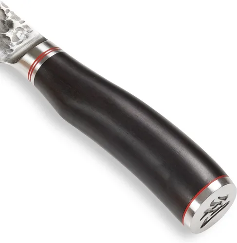 Vista 8 de Wakoli EBO BBQ Hamokiri - Cuchillo de carnicero de damasco de 7.9 pulgadas Acero con núcleo VG10 de 67 capas Mango de madera de roble oscuro