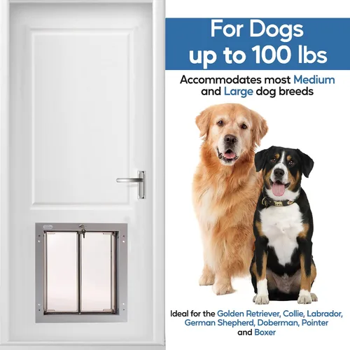 Vista 4 de PlexiDor Performance Pet Doors for Dogs and Cats - Puerta de perro con cerradura y llave - Plata, tamaños grandes Door-mount, lock and key
