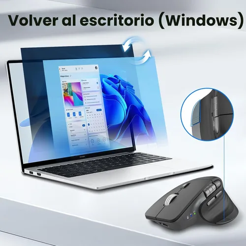 Vista 7 de CITLLA Ratón Inalámbrico Bluetooth, Ratón Silencioso Recargable Ergonómico con Múltiples Dispositivos, DPI Ajustable, Desplazamiento Rápido y Rueda