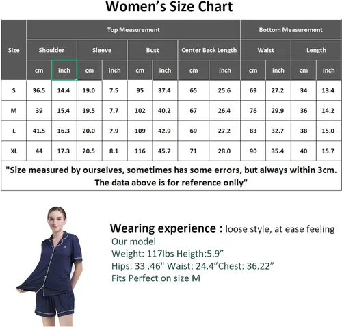 Vista 4 de Women's Pajama Sets Bamboo Pajama Button Down Sleepwear Nightwear 2 Piece Pj Set Soft Pjs Lounge Sets