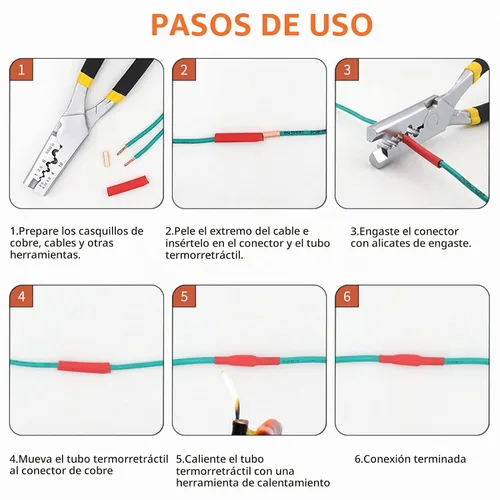 Vista 6 de Kit de virolas de alambre de 250 piezas, 7 tamaños, conector de crimpado de cobre, no aislado, kit surtido de terminales eléctricos a tope