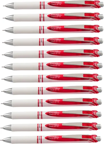 Vista 12 de Pentel EnerGel Pearl RTX Bolígrafo de gel líquido retráctil, (0.028 in), línea media, punta de aguja, tinta negra, paquete de 12 (BLN77PW-A)