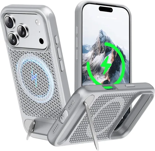 Vista 34 de Funda magnética de disipación de calor para iPhone 13 Pro Max, para MagSafe, protección contra caídas Coolingf, funda con función atril ajustable