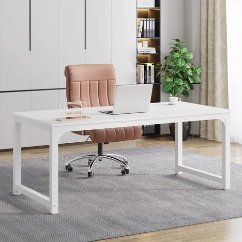 Vista 11 de Mesa para computadora Tribesigns moderna estilo sencillo para PC, portátil, estudio, moderna estación de trabajo para el oficina en casa