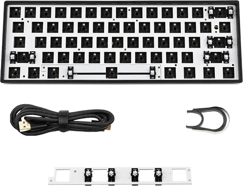 Vista 2 de Guffercty kred GK61X PCB Plate Case 60% Teclado personalizado Teclado RGB intercambiable en caliente Kit de bricolaje con cable Tyce-C para GK61X