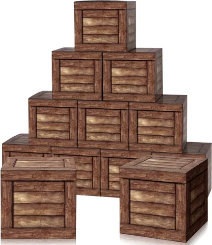 Vista 7 de Gilprop - 6 cajas de madera rústicas para decoración de fiesta de vaqueros, estilo vaquero Farmhouse Theme Photo Booth Props, Stackable Fake Wood