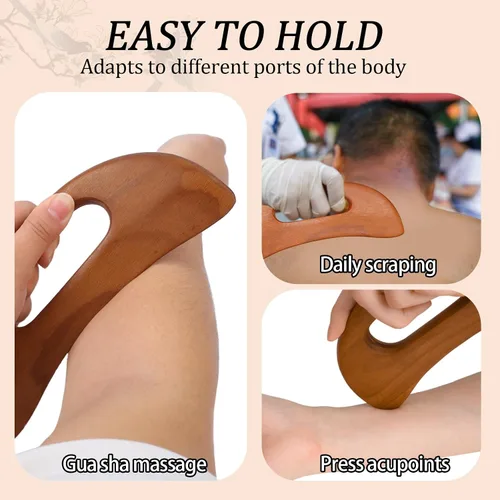 Vista 4 de Masajeador de celulitis de madera, herramienta de guasha corporal, masajeador de drenaje linfático, raspador muscular, herramienta de masaje